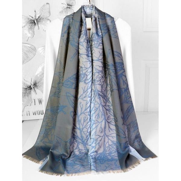 Pashmina Scarf - Two Tone Leaves - Lady of the Lake