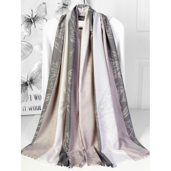 Pashmina Scarf - Two Tone Leaves - Lady of the Lake