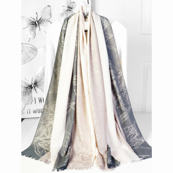 Pashmina Scarf - Two Tone Leaves - Lady of the Lake