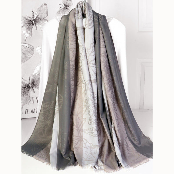 Pashmina Scarf - Two Tone Leaves - Lady of the Lake