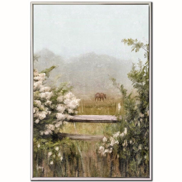 Peaceful Pasture - Hand Embellished Canvas In Floating Frame - Lady of the Lake