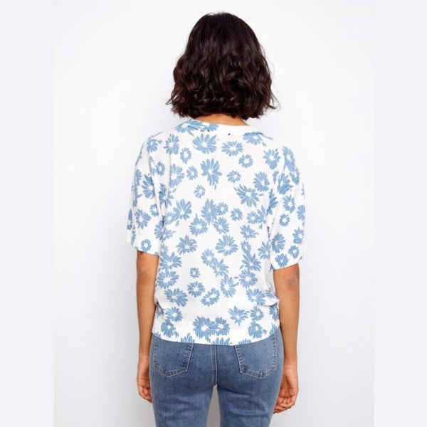 Petals Reversible Short Sleeve Printed Sweater - Lady of the Lake