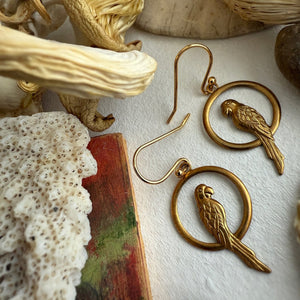 Pierre Raw Brass Parrot Drop Earrings - Lady of the Lake