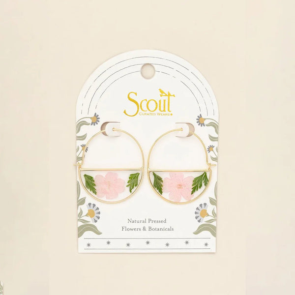 Pink Cherry Blossom - Pressed Flower Hoop Earring - Lady of the Lake