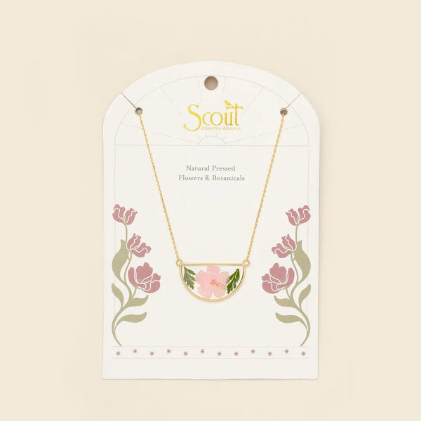 Pink Cherry Blossom - Pressed Flower Necklace - Lady of the Lake