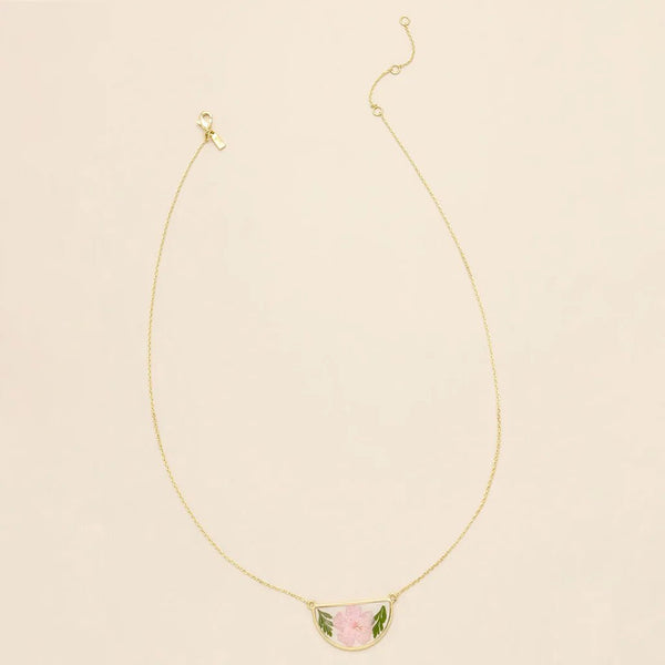 Pink Cherry Blossom - Pressed Flower Necklace - Lady of the Lake