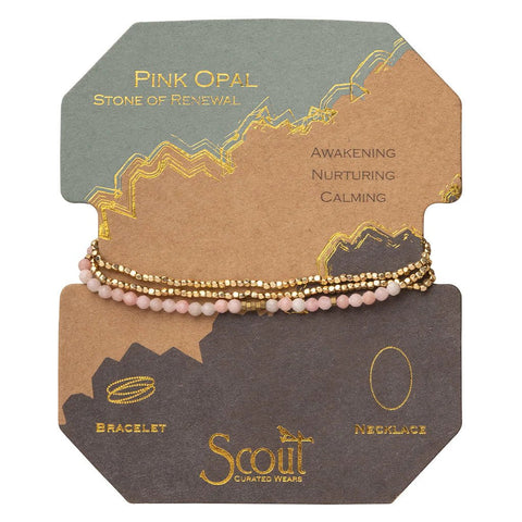 Pink Opal - Stone of Renewal - Delicate Wrap Bracelet / Necklace