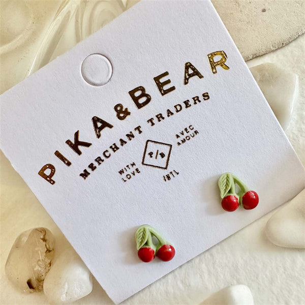 Pomona Porcelain Cherry Stud Earrings - Lady of the Lake