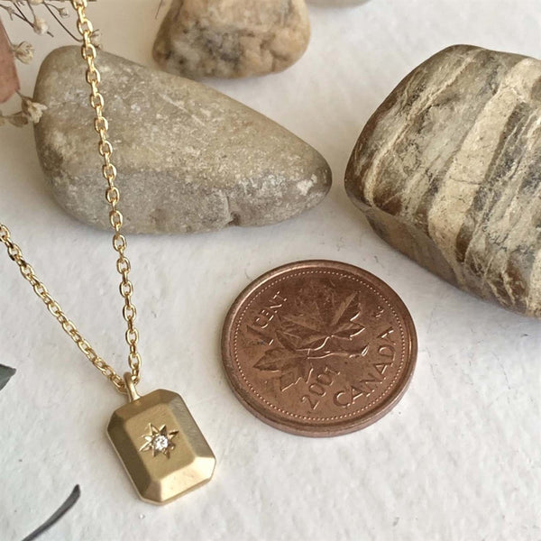 Porcelina Rhinestone Rectangle Charm Necklace - Lady of the Lake