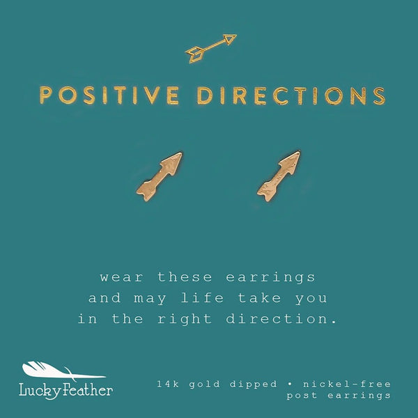 Positive Directions - Gold Arrow Stud Earrings - Lady of the Lake