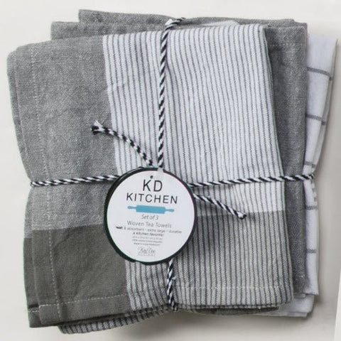 Pre Washed Tea Towels - Graphite - Set of 3