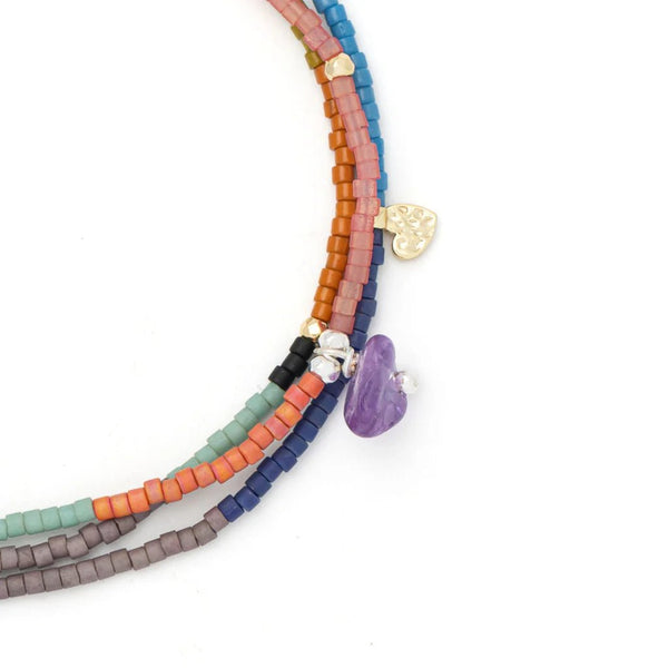 Protection | Amethyst - Mixed Media Bracelet / Necklace - Lady of the Lake