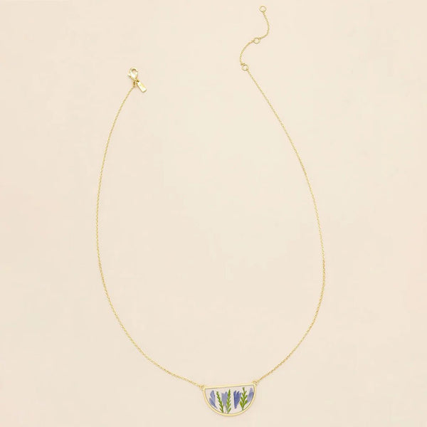 Purple Cornflower - Pressed Flower Necklace - Lady of the Lake