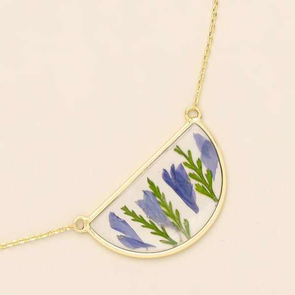 Purple Cornflower - Pressed Flower Necklace - Lady of the Lake