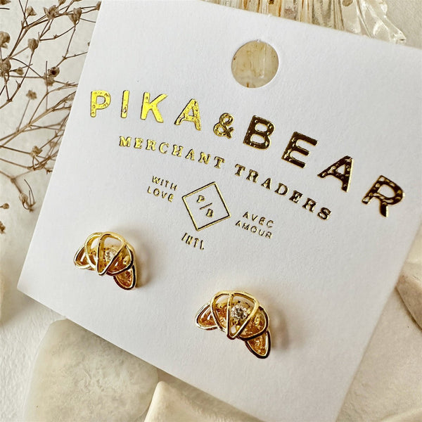 Quaso Croissant Rhinestone Stud Earrings - Lady of the Lake