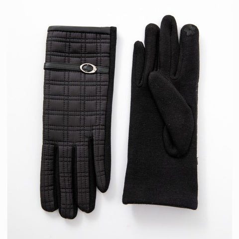 Quilted Texting Gloves With Buckle