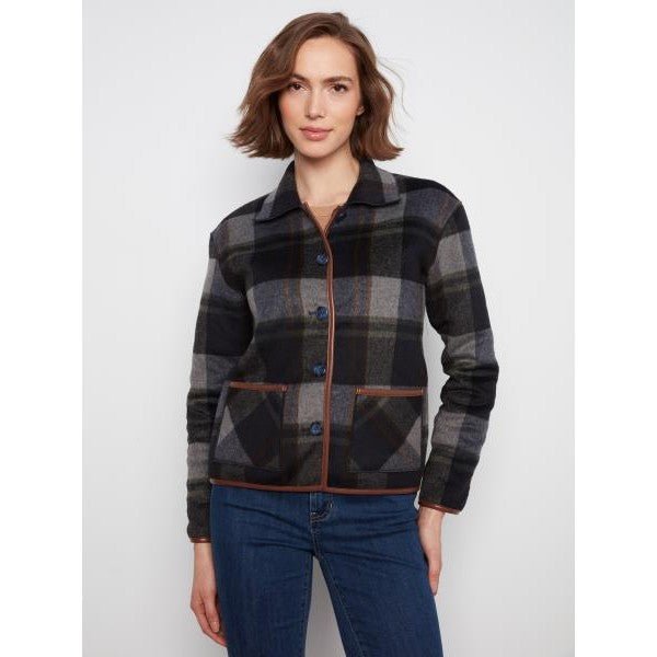Quinn Reversible Plaid Jacket With Leather Binding - Lady of the Lake
