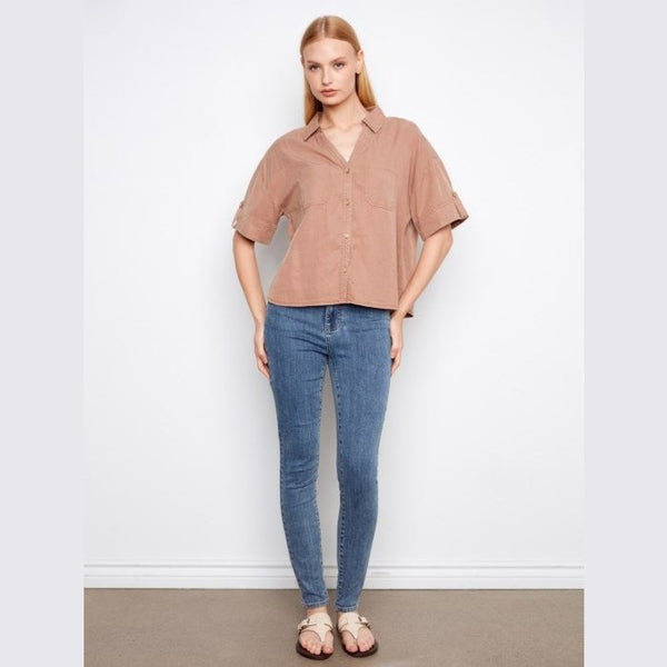 Rachel Short Sleeve Button - Front Tencel Shirt - Lady of the Lake