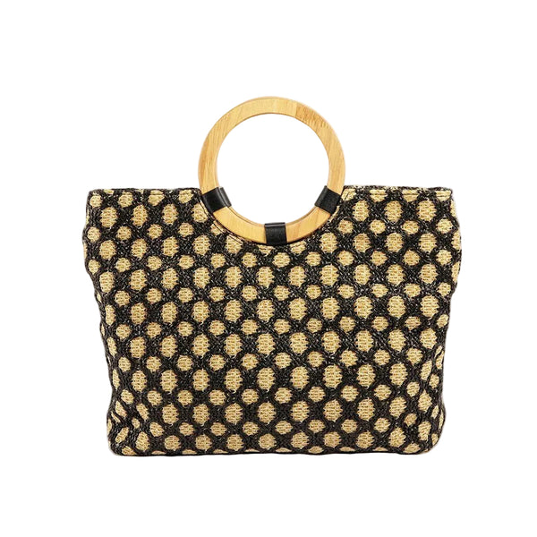 Raffia Bag With Wooden Handle - Lady of the Lake