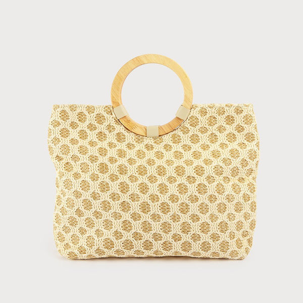 Raffia Bag With Wooden Handle - Lady of the Lake