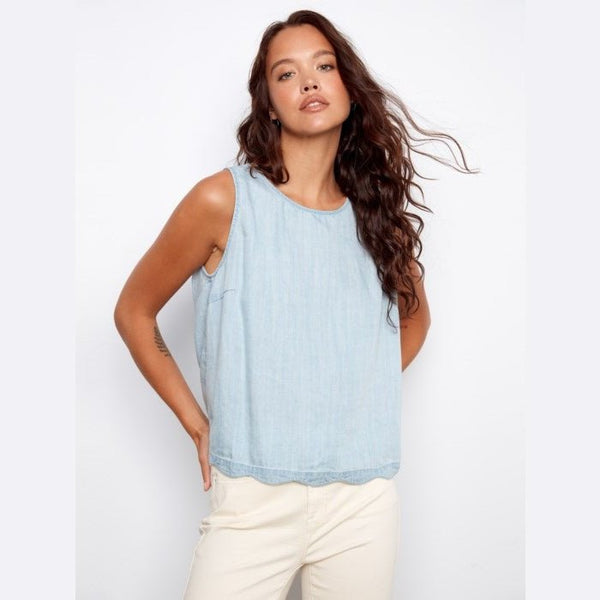 Rebecca Tencel Sleeveless Scalloped Top - Lady of the Lake