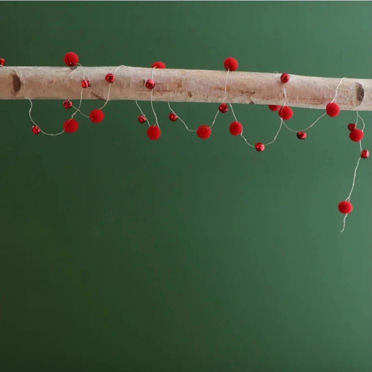 Red Pom LED String Light