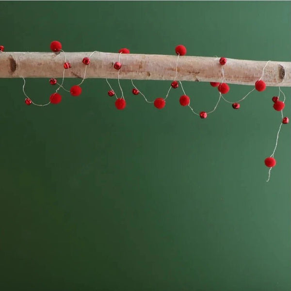 Red Pom LED String Light