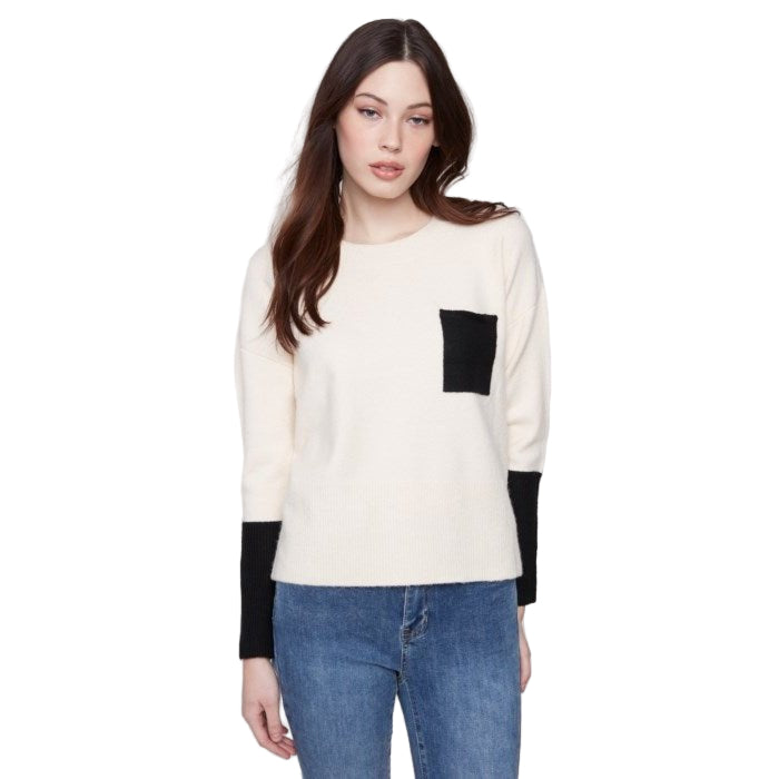 Reese Crew Neck Sweater With Contrast Details - Lady of the Lake