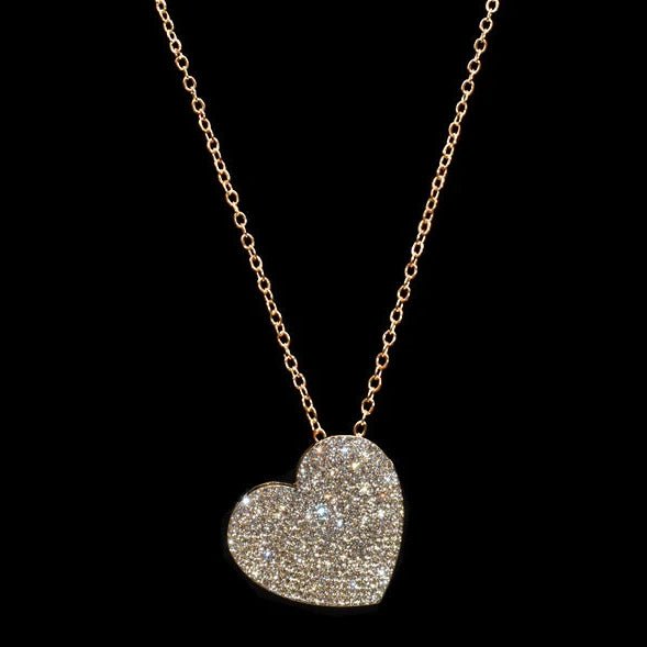 Rhinestone Heart Long Necklace - Lady of the Lake