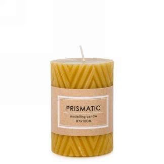 Ridged Mustard Yellow Pillar Candle