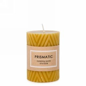 Ridged Mustard Yellow Pillar Candle