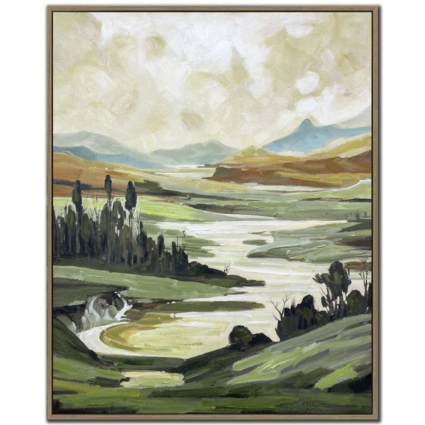 Rolling Hills II - Hand Embellished Printed Canvas - Lady of the Lake