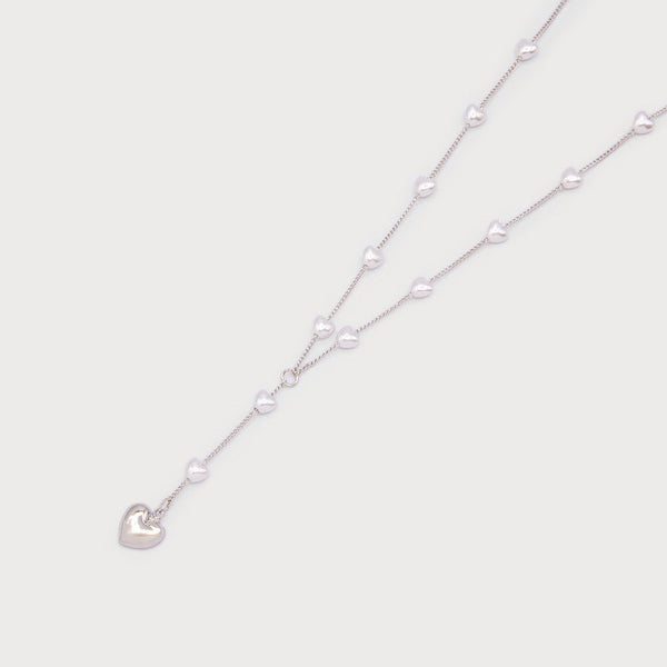 Rosary Necklace With Pearls & Hearts - Lady of the Lake