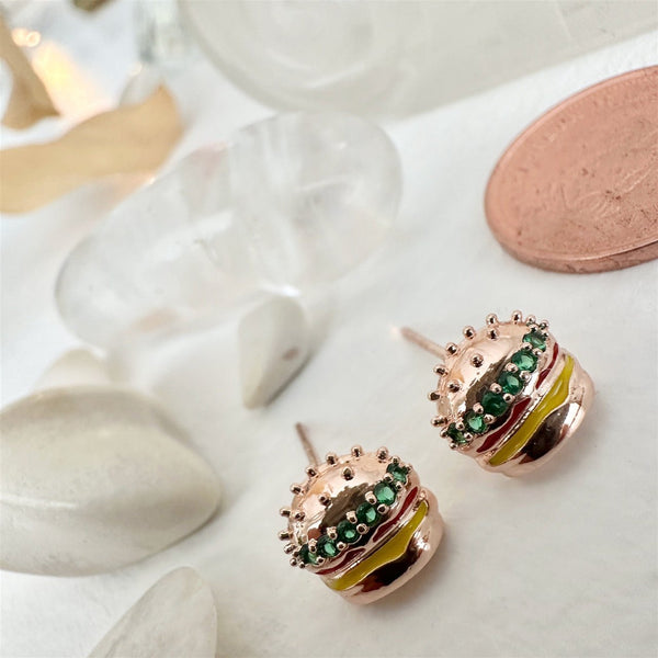 Royale Burger Gem Encrusted Stud Earrings - Lady of the Lake