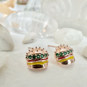 Royale Burger Gem Encrusted Stud Earrings - Lady of the Lake