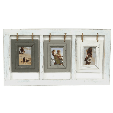 Rustic Wood Hanging Triple Photo Frame