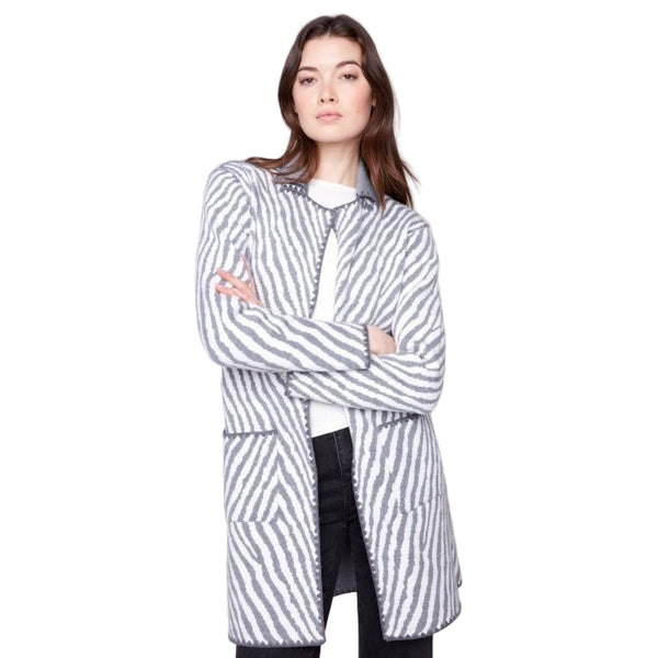 Sabrina Blanket Stitch Long Reversible Cardigan - Lady of the Lake