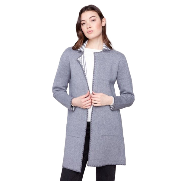 Sabrina Blanket Stitch Long Reversible Cardigan - Lady of the Lake