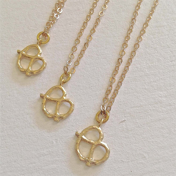 Salty Tiny Pretzel Charm Necklace - Lady of the Lake