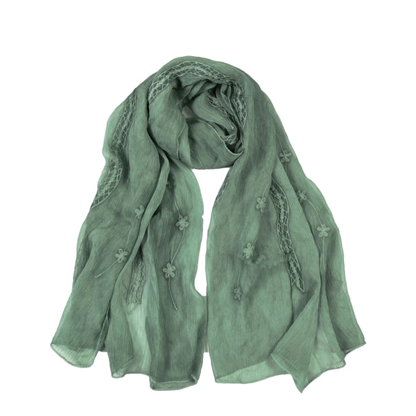 Scarf - Embroidered Flower & Lace - Lady of the Lake