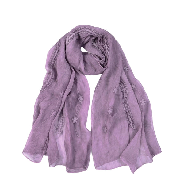 Scarf - Embroidered Flower & Lace - Lady of the Lake