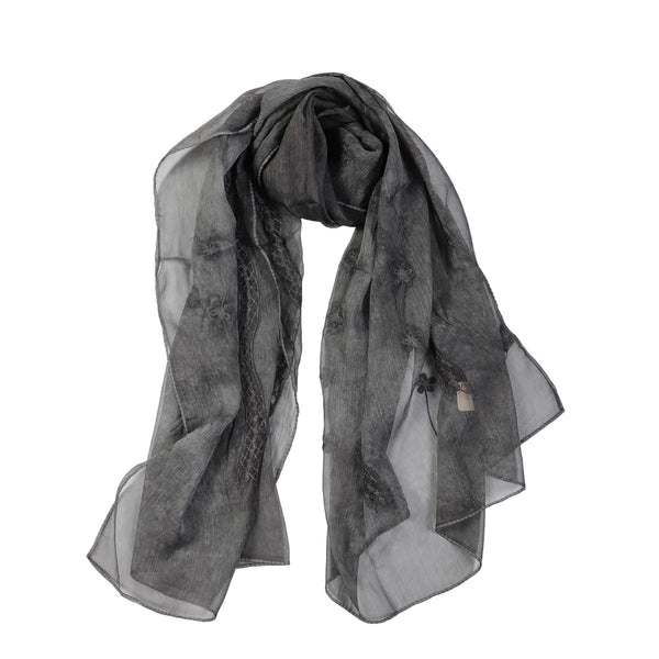 Scarf - Embroidered Flower & Lace - Lady of the Lake