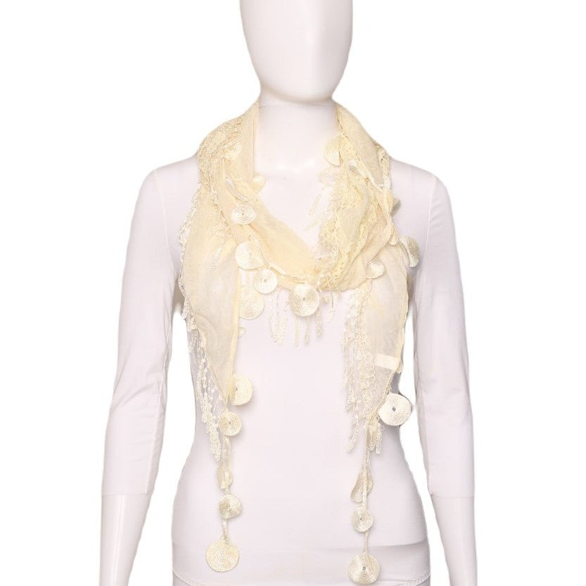 Scarf - Lace With Round Tassels