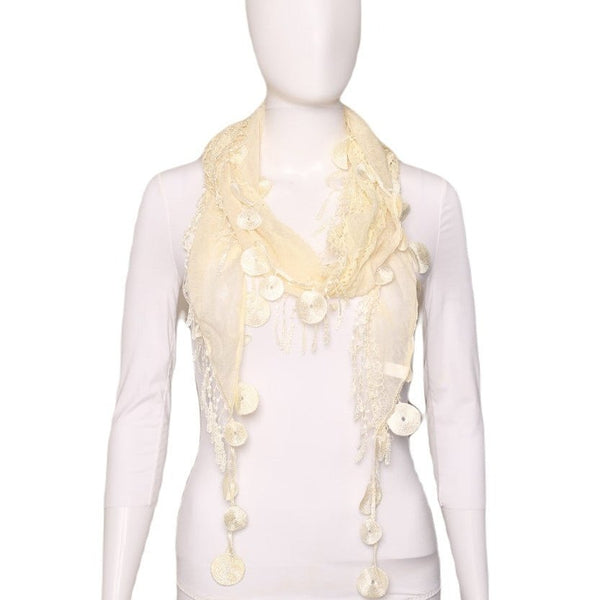 Scarf - Lace With Round Tassels