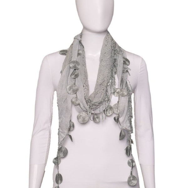 Scarf - Lace With Round Tassels