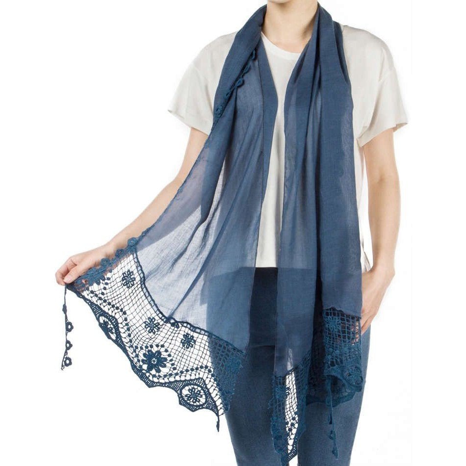 Scarf - Lightweight With Lace Border