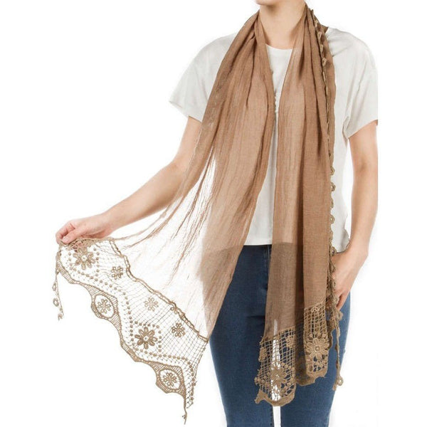 Scarf - Lightweight With Lace Border