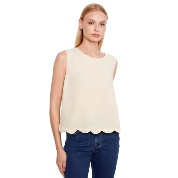 Selena Linen Blend Sleeveless Scalloped Top - Lady of the Lake