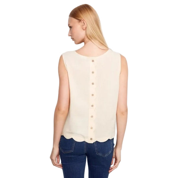 Selena Linen Blend Sleeveless Scalloped Top - Lady of the Lake