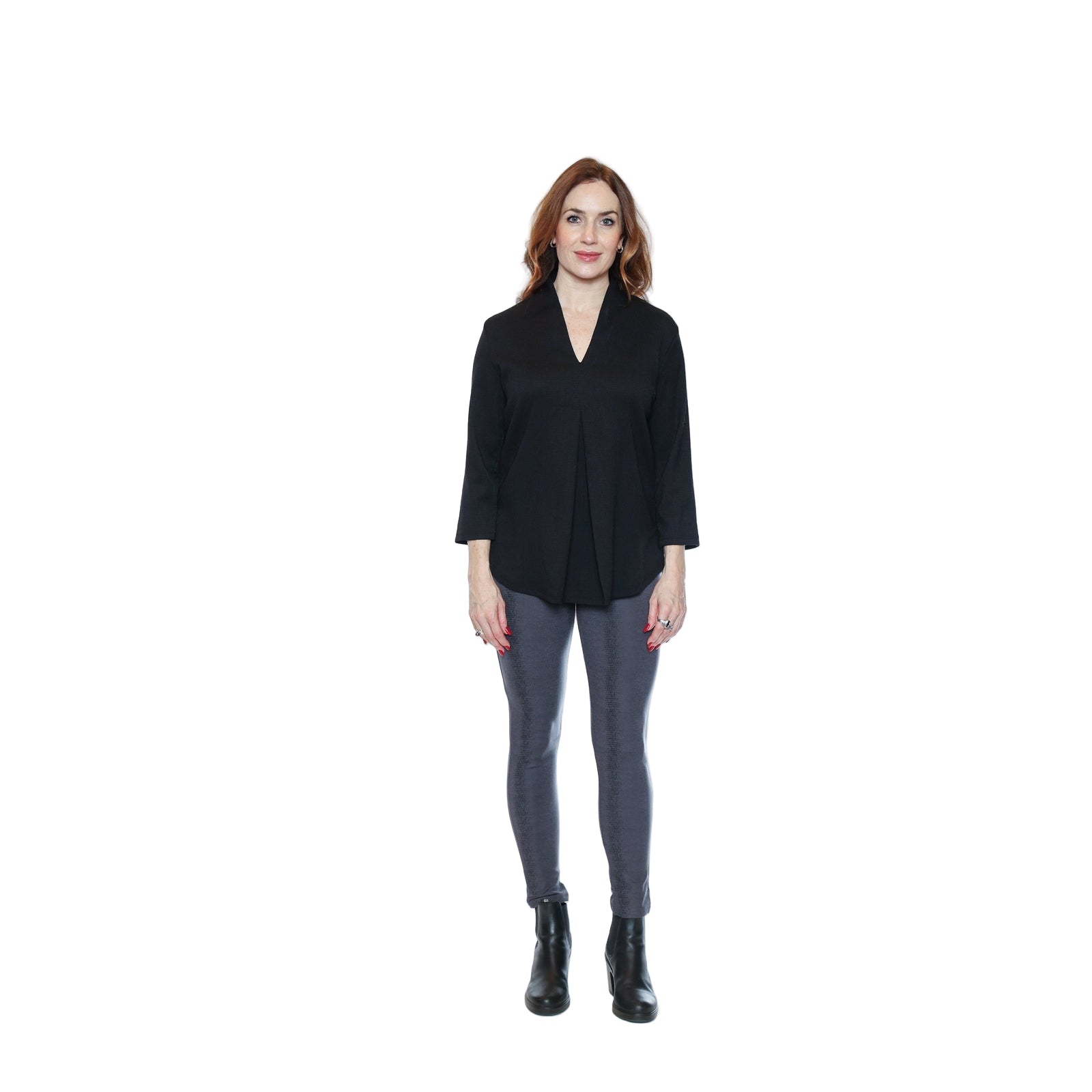 Shira Textured V - Neck Blouse - Lady of the Lake